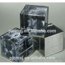 Fashion personalized 3D crystal photo cube/glass cube photo frame